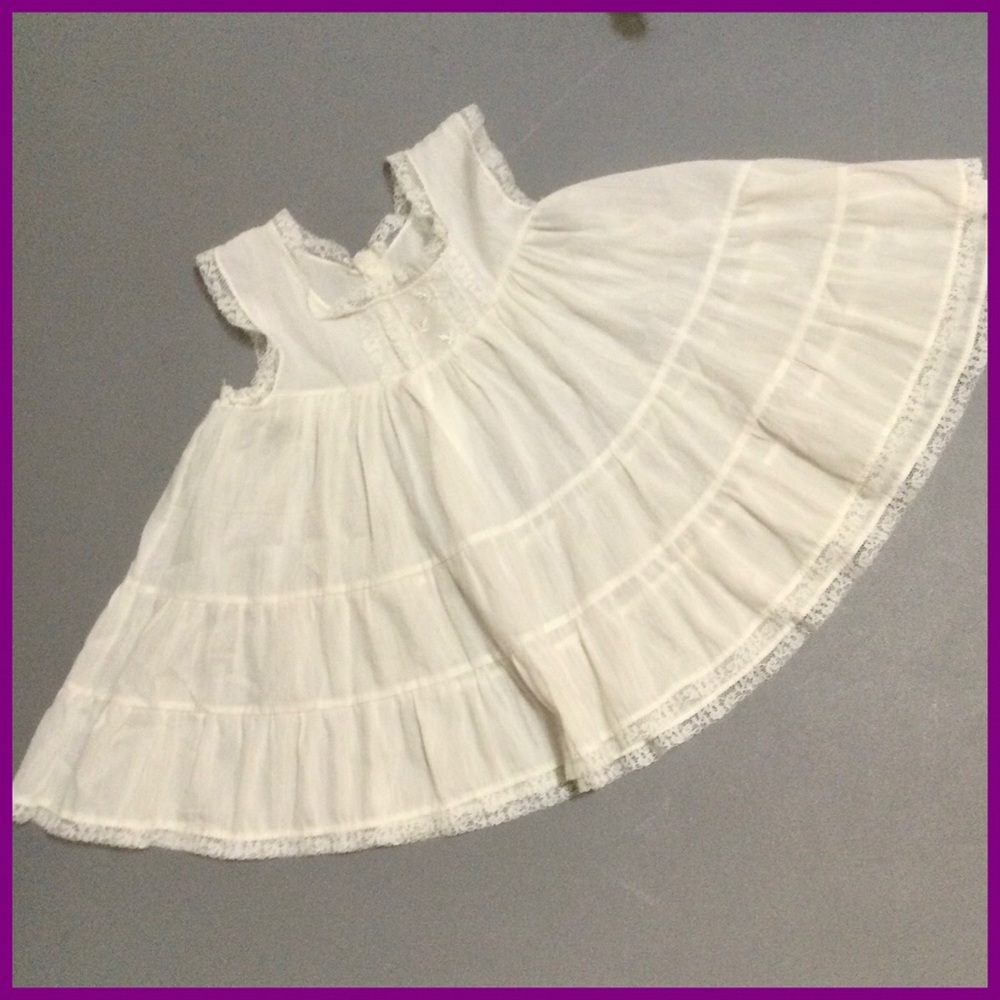 Vtg Dress & Bonnet, 0-6 mos